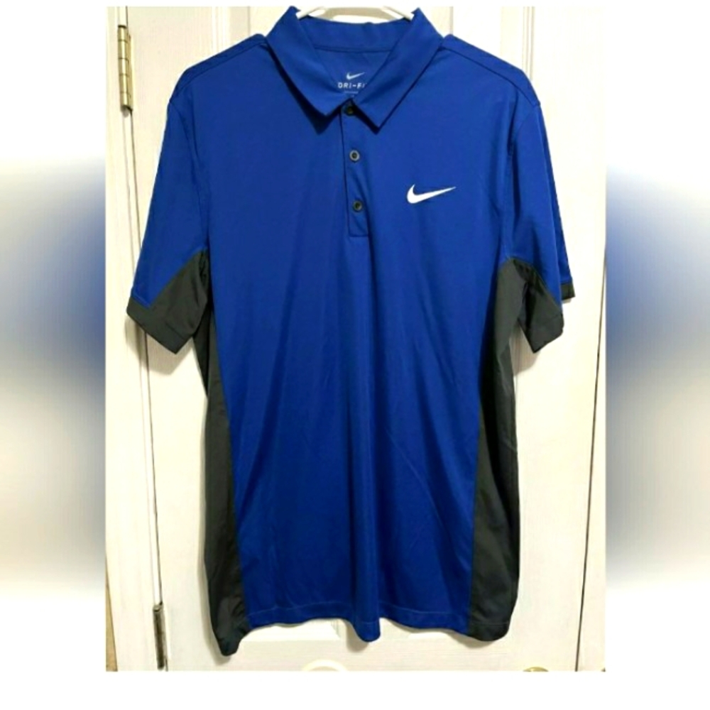 Nike  Polo Shirt Mens Large Short Sleeve Blue Grayish Black Color. Excellent